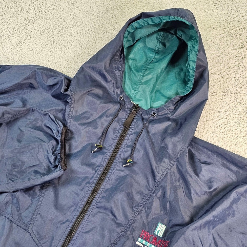 Vintage Helly Hansen Promise Keepers Jacket Mens XL Blue Hooded Windbreaker 90s